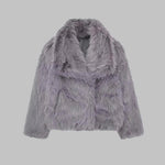 WEENA��� - Classy Long Sleeve Collared Fuzzy Coat