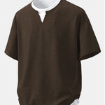 Relax Fit 2 In 1 Notched Collar Waffle T-Shirt