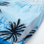 Palm Leaf Print Tank Top & Tropical Print Swim Shorts