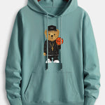 Basketball Bear Print Cotton Hoodie