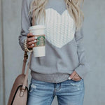 Margovil Color Block Love Heart Knit Sweaters