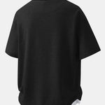 Relax Fit Milano Print 2 In 1 Notched Collar Waffle T-Shirt