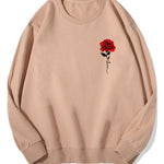 Red Rose Print Cotton Sweatshirt