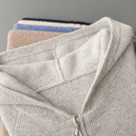 PURE EXTRA-FINE MERINO WOOL RIBBED ZIP HOODIE