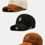 3 Pieces Plush Winter Warm Letter Baseball Cap