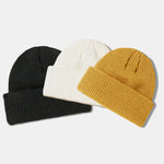 3 Pieces Solid Color Warm Knit Beanie Hat