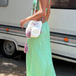 Halter V Neck Cut Out Printed Maxi Dress