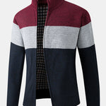 Color Block Patchwork Zip Up Sweater