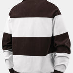 Contrast Corduroy Polo Sweatshirt
