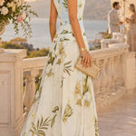 Margovil Boat Neck Sleeveless Floral Print Flowy Maxi Dress