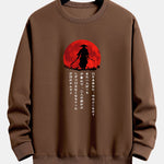 Japanese Samurai Print Relax Fit Sweatshirt