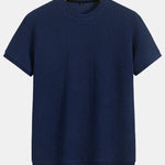 Short Sleeve Waffle Ribbed Hem T-Shirt