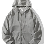 Relaxed Waffle Zip Hoodie