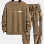 Balance Stripe Print Relax Fit Crew Neck Sweatshirt & Jogging Pants
