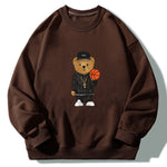 Basketball Bear Print Crew Neck Relaxed Sweatshirt