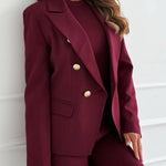Notch Collar Double Breasted Tailored Blazer