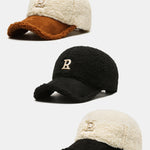 3 Pieces Plush Winter Warm Letter Baseball Cap