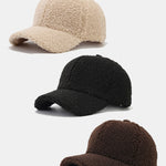 3 Pieces Solid Color Plush Warm Baseball Cap