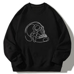 Skull Line Print Crew Neck Relaxed Sweatshirt