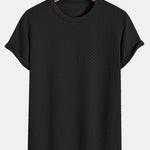 Checkerboard Textured Knitted T-shirt