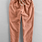 Geometric Jacquard Eyelet Cuban Shirt & Linen Cotton Blend Cropped Pants