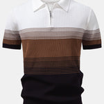 Striped Gradient Knitted Polo Shirt