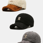 3 Pieces Plush Winter Warm Letter Baseball Cap