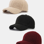 3 Pieces Solid Color Plush Warm Baseball Cap