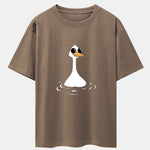 Sunglasses Goose Print Drop Shoulder Oversize T-Shirt