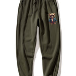 Bear In Leather Jacket Print Hoodie & Jogger Pants