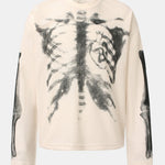 Oversize Skeleton Print Waffle T-Shirt