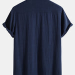 Linen Rayon Blend Button Up Shirt & Linen Cotton Blend Drawstring Shorts