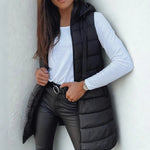 RAIN��� - Casual Sleeveless Hood Long Puffer Vest