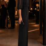 Mockneck Half Sleeves Top with Camisole High Rise Straight Leg Pants 3 Piece Set