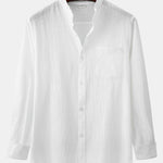 Long Sleeved Textured Stand Collar Shirt