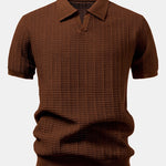 Textured Jacquard Johnny Collar Knit Polo