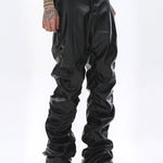 Ruched PU Leather Pants
