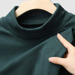 Men's solid color velvet half turtleneck Foundation T-shirt two-piece set