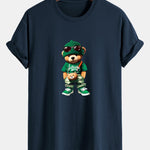 Regular Fit Trendy Bear Print Cotton T-Shirt