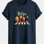 Regular Fit Beer Print Cotton T-Shirt