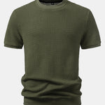 Short Sleeve Waffle Ribbed Hem T-Shirt