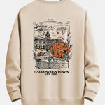 Halloween Pumpkin Town Print Relax Fit Sweatshirt
