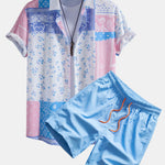 Paisley Floral Print Button Up Shirt & Swim Shorts