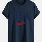 Regular Fit USA Flag Print Cotton T-Shirt