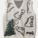 Dinosaur Print Knit Sweater Vest