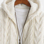 Geometric Jacquard Zip Up Teddy Hoodie