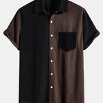 Short Sleeve Two-Tone Corduroy Shirt & Corduroy Shorts