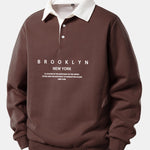 Brooklyn Print Contrast Polo Collar Sweatshirt