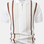 Stripe Knit Zip Up Polo Shirt & Slim Fit Tapered Trousers