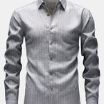 Long Sleeve Stripe Linen Look Button Up Shirt